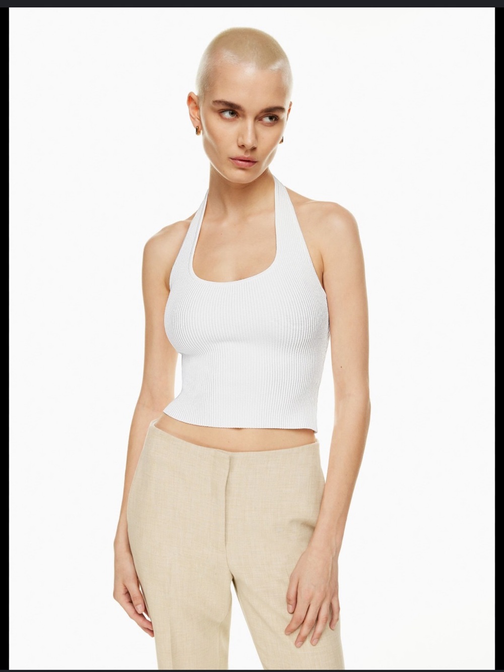 Babaton Ribbed Stretch Halter Top Women's Size L